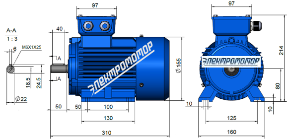 Размеры электродвигателя АИР80В2,4,6,8 IM1081